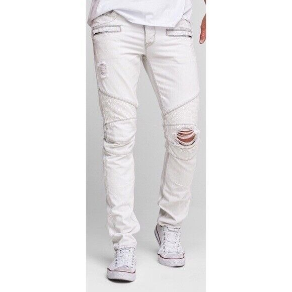 Hudson Men's Blinder Biker Skinny Fit Moto‎ Jeans White Size 30 nwt $275 - Picture 1 of 4